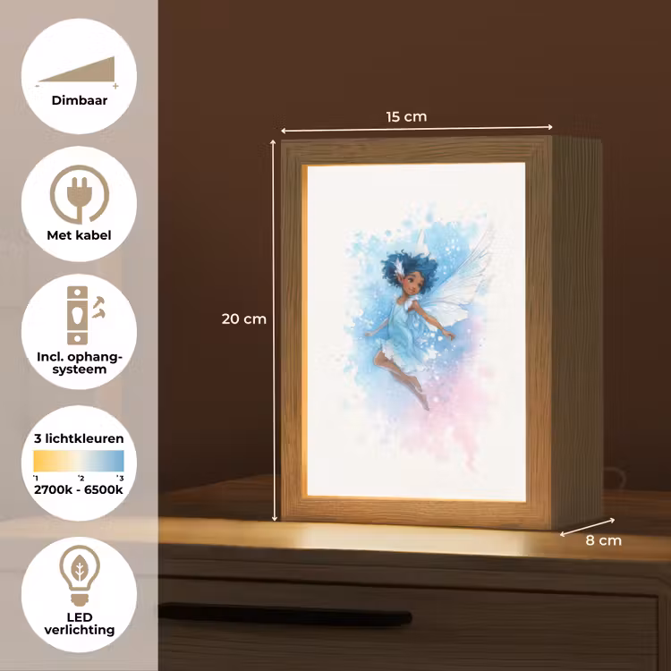 Elf - Blauw - Magie - Roze Light Box met kabel klein -USP_NL