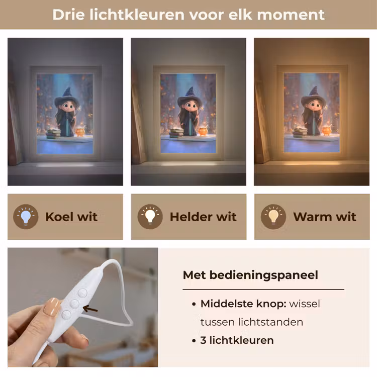 Tovenares - Magie - Toverstaf - Sterren Light Box met kabel klein -USP_lichtkleurNL