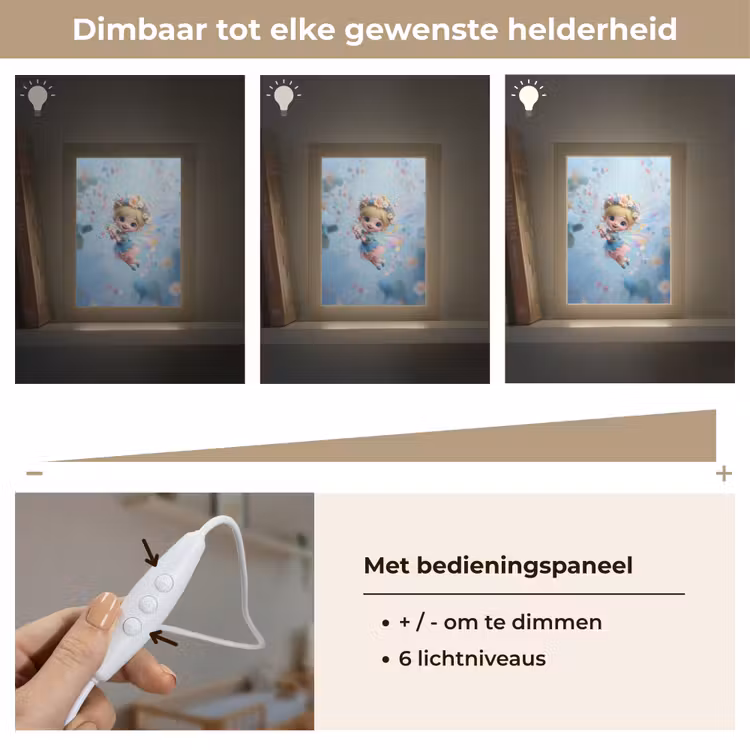 Fee - Bloemen - Sprookje - Blauw Light Box met kabel klein -USP_dimbaarNL
