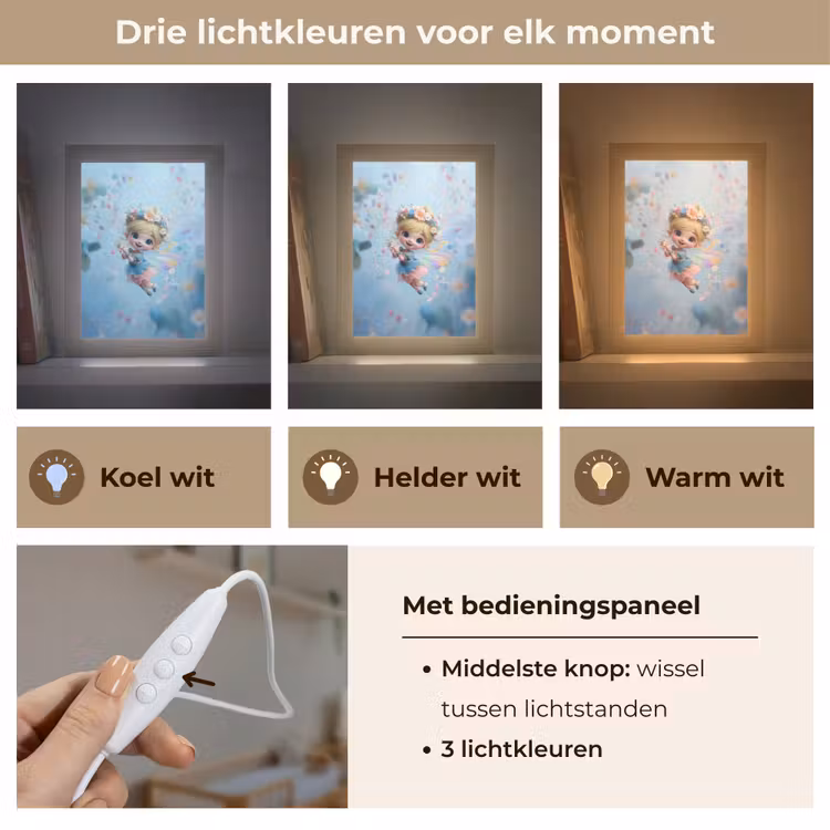 Fee - Bloemen - Sprookje - Blauw Light Box met kabel klein -USP_lichtkleurNL