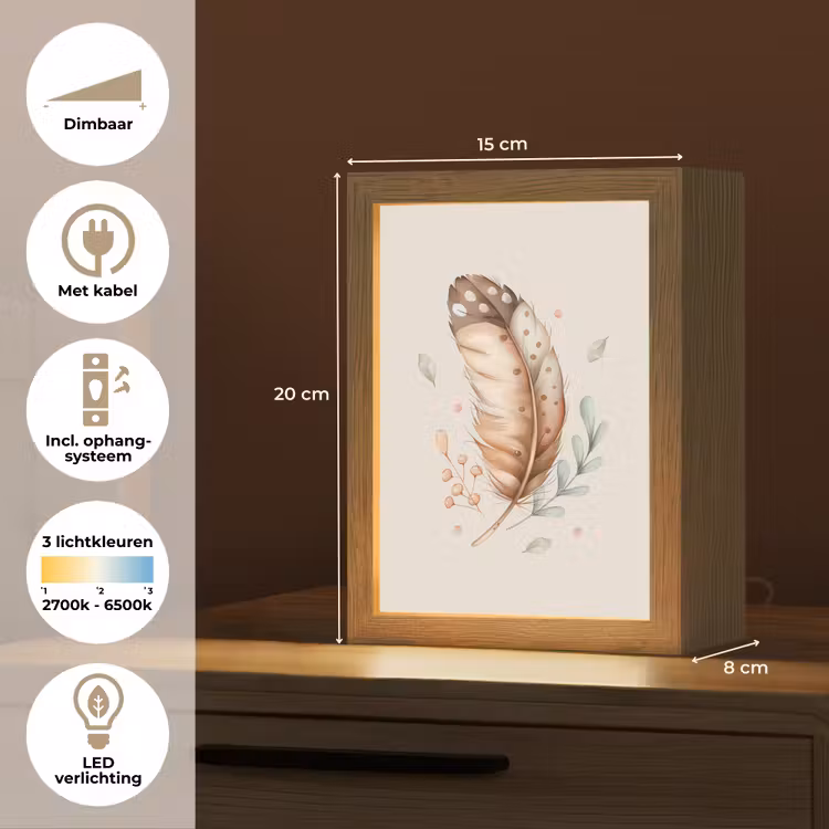 Veer - Bohemian - Boho - Pastel kleuren Light Box met kabel klein -USP_NL