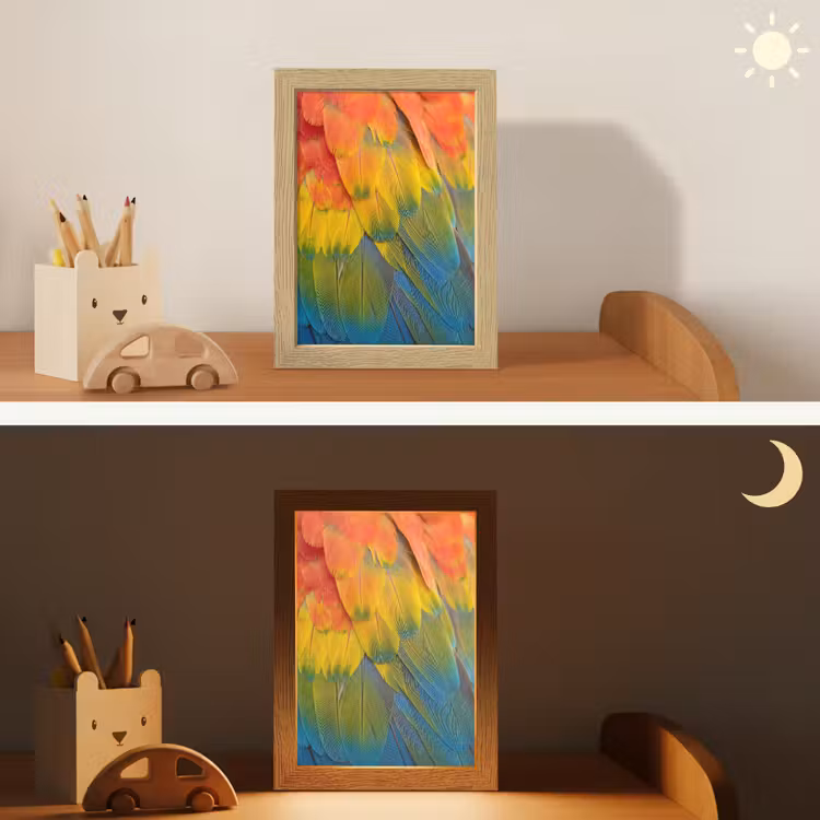 Veren - Ara - Kleurrijk Light Box met kabel (Kinderlampje) klein -sfeer3_kind