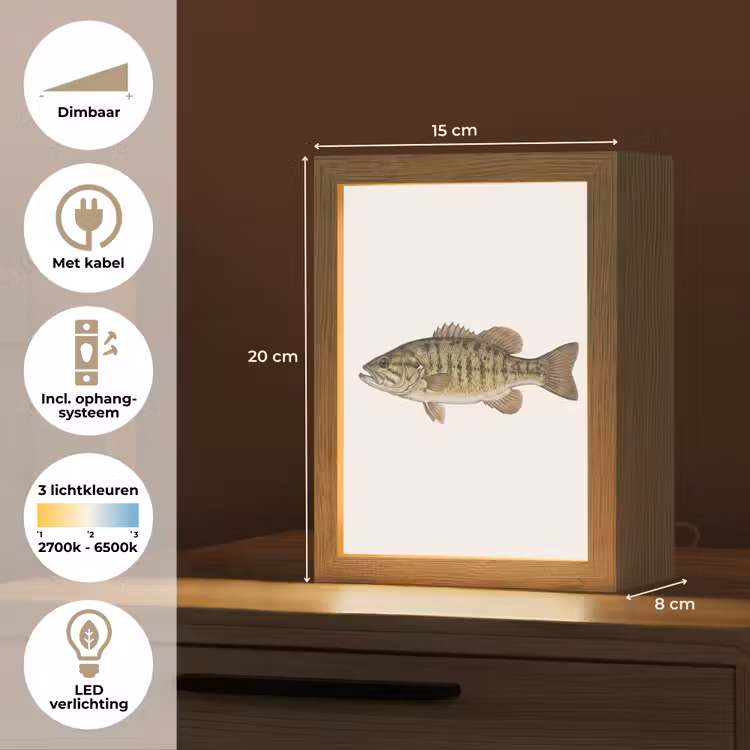 Vissen - Natuur - Vintage Light Box met kabel (Kinderlampje) klein -USP_NL