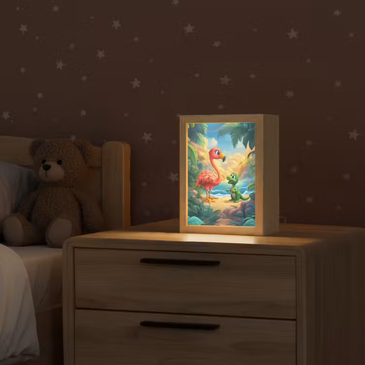 Flamingo - Dinosaurus - Strand - Kleurrijk Light Box met kabel klein -sfeer1_kind