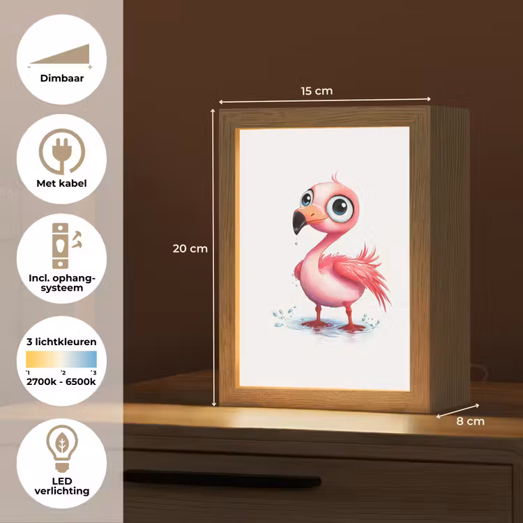 Flamingo - Roze - Water Light Box met kabel klein -USP_NL