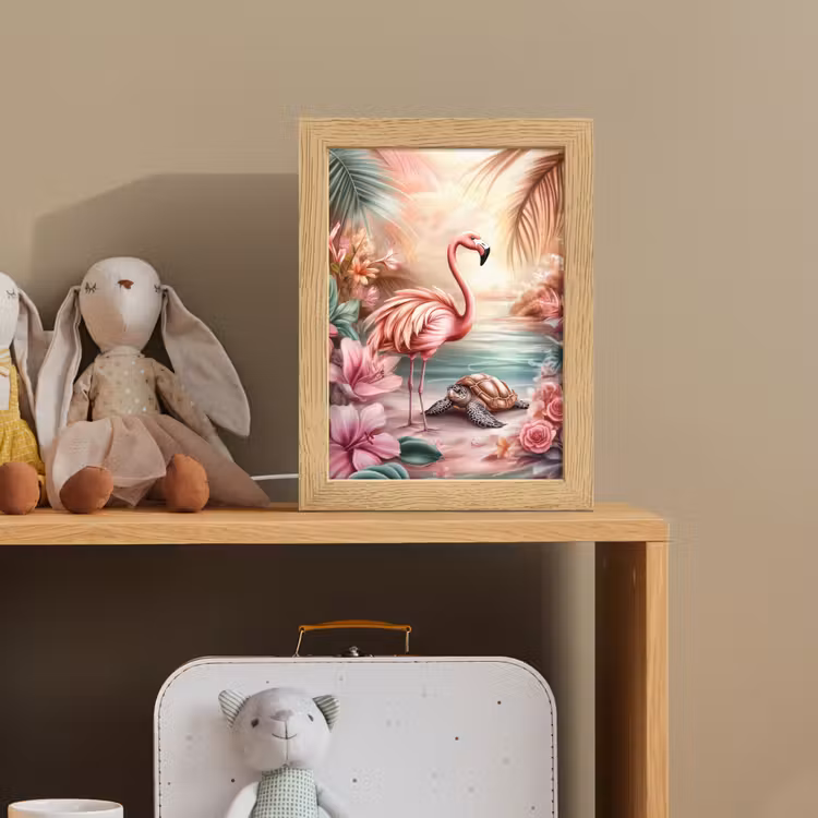Flamingo - Schildpad - Roze Light Box met kabel klein -sfeer2_kind