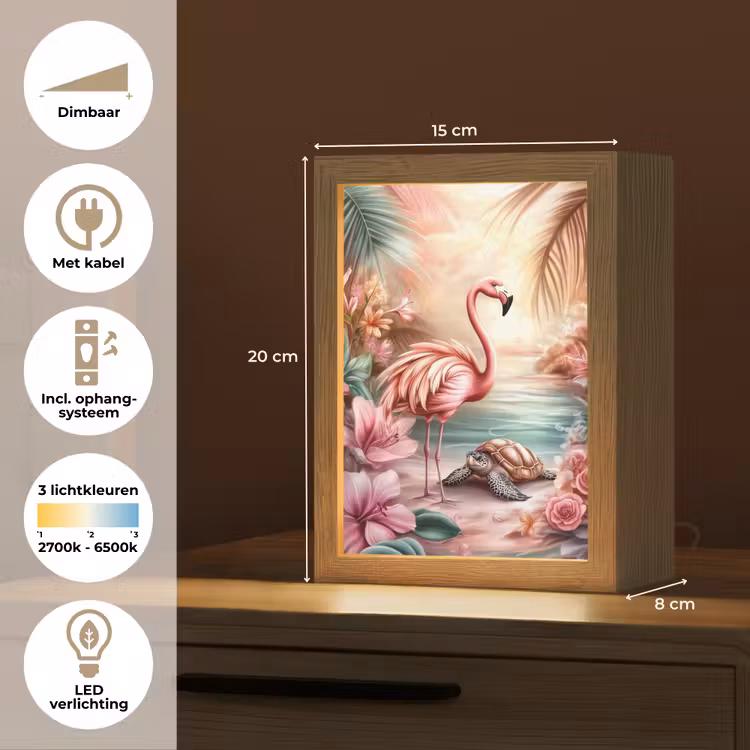 Flamingo - Schildpad - Roze Light Box met kabel klein -USP_NL