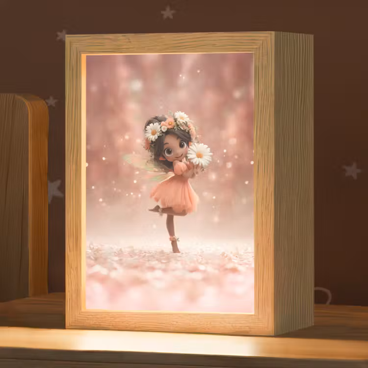 Bloemenfee - Roze - Meisje Light Box met kabel klein -zzz_3d_website