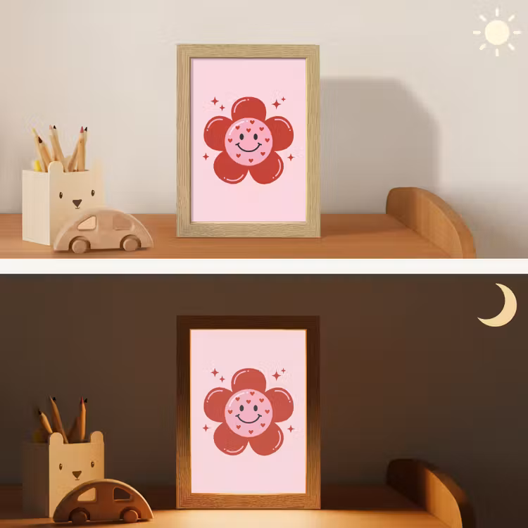 Bloem - Roze - Hartjes Light Box met kabel (Kinderlampje) klein -sfeer3_kind