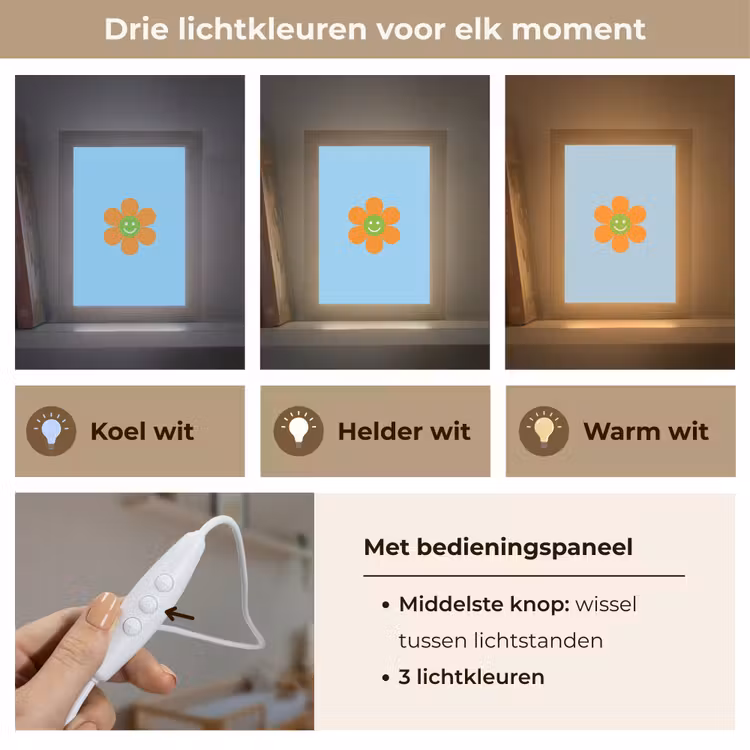 Bloem - Smiley - Kleurrijk Light Box met kabel (Kinderlampje) klein -USP_lichtkleurNL