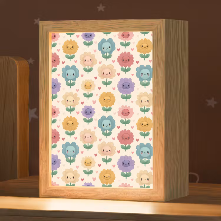 Bloemen - Hartjes - Kleurrijk Light Box met kabel (Kinderlampje) klein 904 -zzz_3d_website