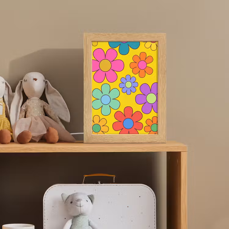 Bloemen - Illustratie - Kleurrijk Light Box met kabel (Kinderlampje) klein -sfeer2_kind