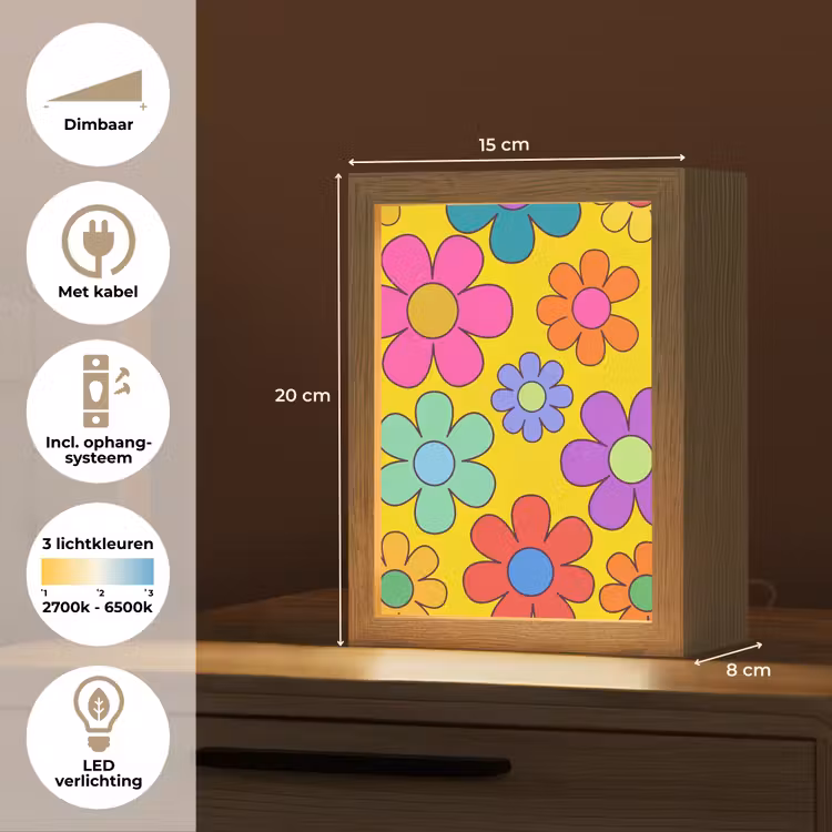 Bloemen - Illustratie - Kleurrijk Light Box met kabel (Kinderlampje) klein -USP_NL