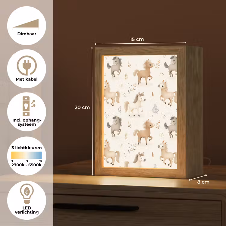 Veulens - Paard - Patroon - Beige Light Box met kabel klein -USP_NL