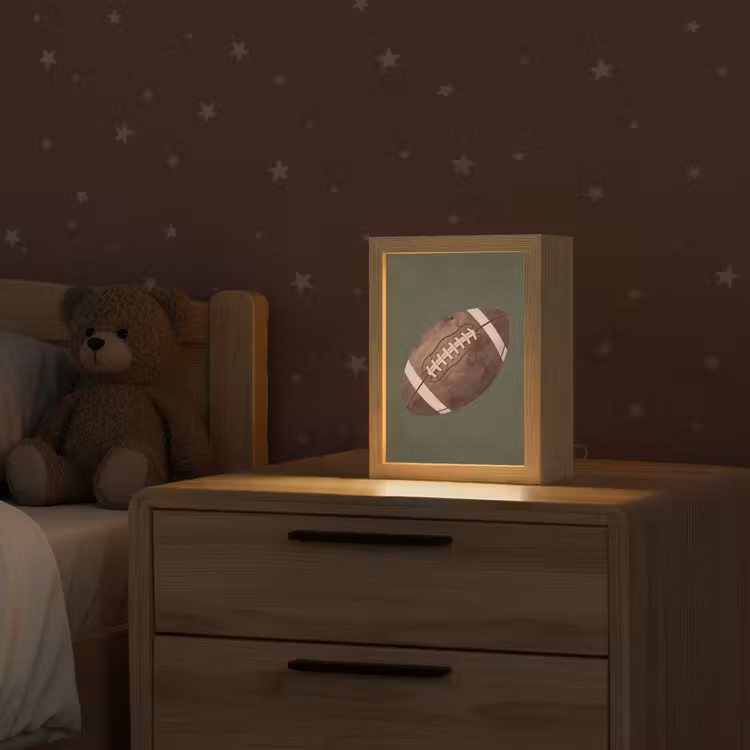 Football - Hout - Sport - Groen Light Box met kabel (Kinderlampje) klein -sfeer1_kind