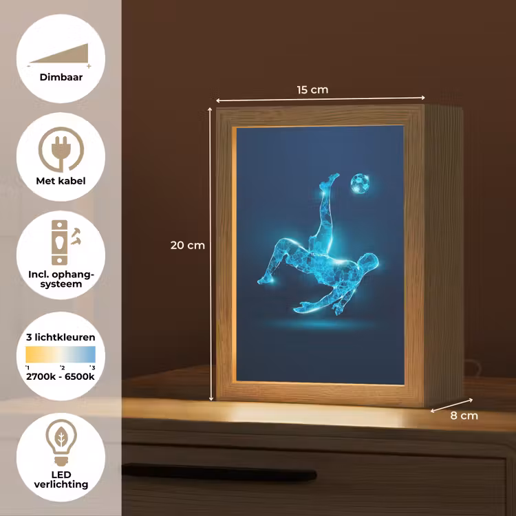 Voetballer - Blauw - Neon Light Box met kabel klein -USP_NL