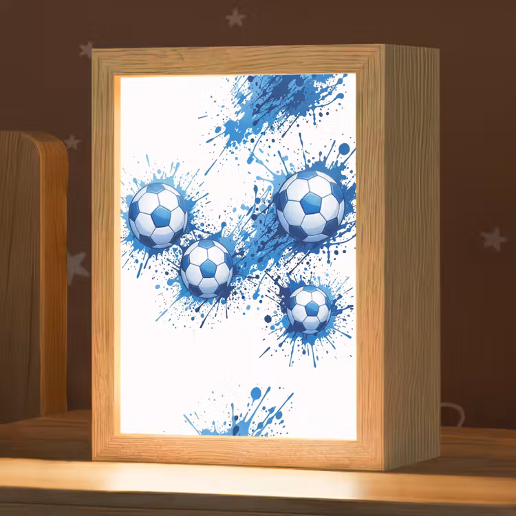Voetballen - Verf - Sport - Blauw Light Box met kabel (Kinderlampje) klein -zzz_3d_website
