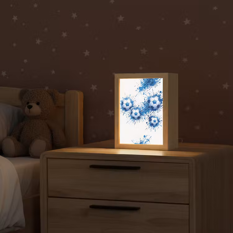Voetballen - Verf - Sport - Blauw Light Box met kabel (Kinderlampje) klein -sfeer1_kind