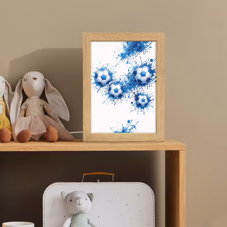 Voetballen - Verf - Sport - Blauw Light Box met kabel (Kinderlampje) klein -sfeer2_kind