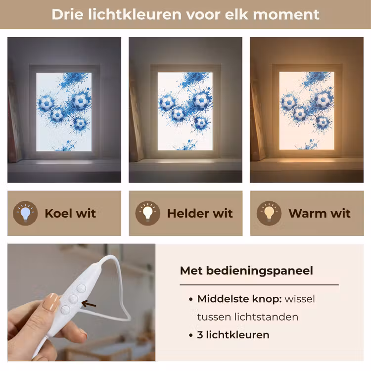 Voetballen - Verf - Sport - Blauw Light Box met kabel (Kinderlampje) klein -USP_lichtkleurNL