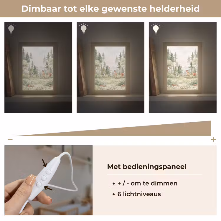 Bos - Dieren - Groen Light Box met kabel (Kinderlampje) klein -USP_dimbaarNL