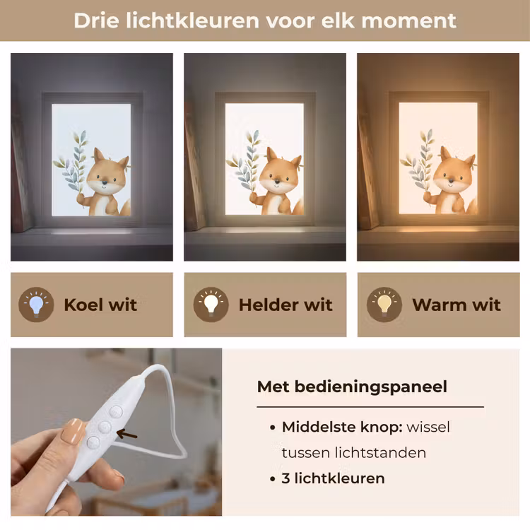 Vos - Dier - Bosdieren Light Box met kabel klein -USP_lichtkleurNL