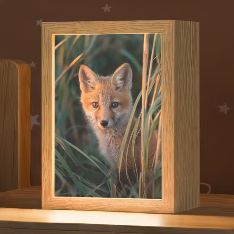 Vos - Oranje - Gras Light Box met kabel klein -zzz_3d_website