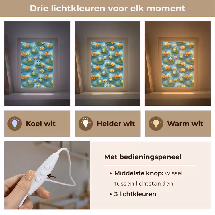 Kikker - Lelies - Groen Light Box met kabel (Kinderlampje) klein 904 -USP_lichtkleurNL