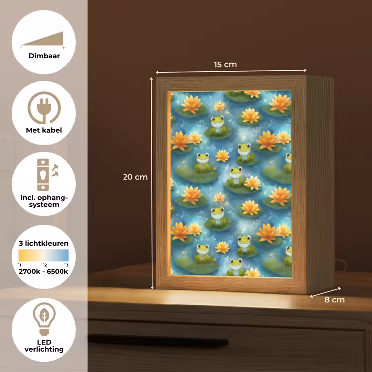 Kikker - Lelies - Groen Light Box met kabel (Kinderlampje) klein 904 -USP_NL