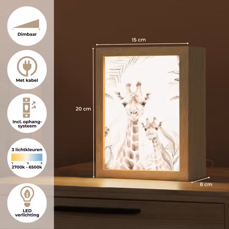 Giraffe - Jungle - Bruin - Kinderen Light Box met kabel klein -USP_NL