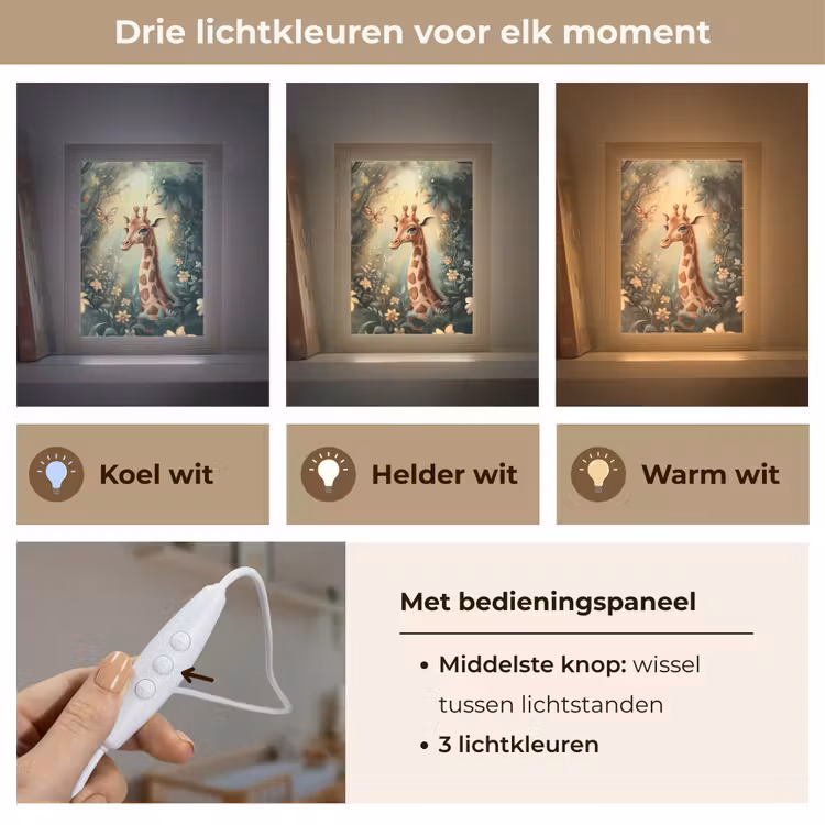 Giraffe - Jungle - Bloemen Light Box met kabel klein -USP_lichtkleurNL