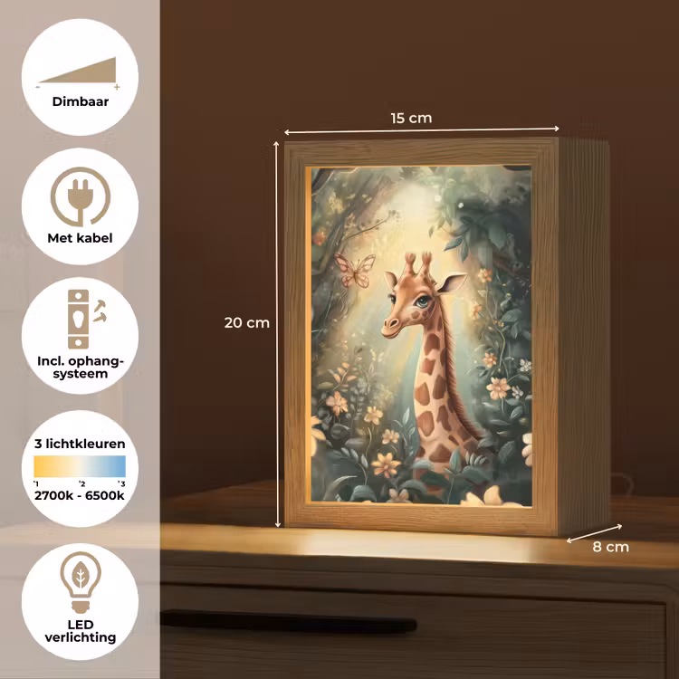 Giraffe - Jungle - Bloemen Light Box met kabel klein -USP_NL