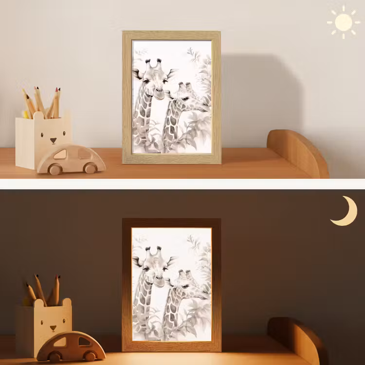 Giraffe - Bladeren - Bruin - Jungle - Kind Light Box met kabel klein -sfeer3_kind