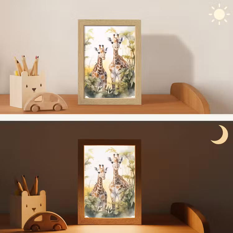 Giraffe - Wilde dieren - Natuur - Kinderen Light Box met kabel klein -sfeer3_kind