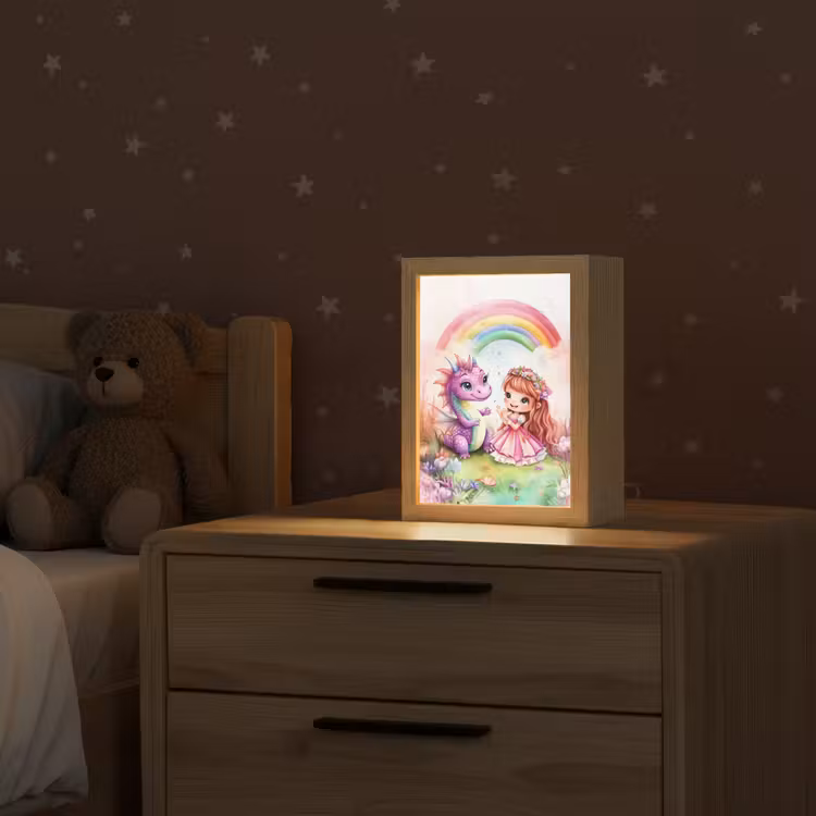 Meisje - Draak - Regenboog Light Box met kabel klein -sfeer1_kind