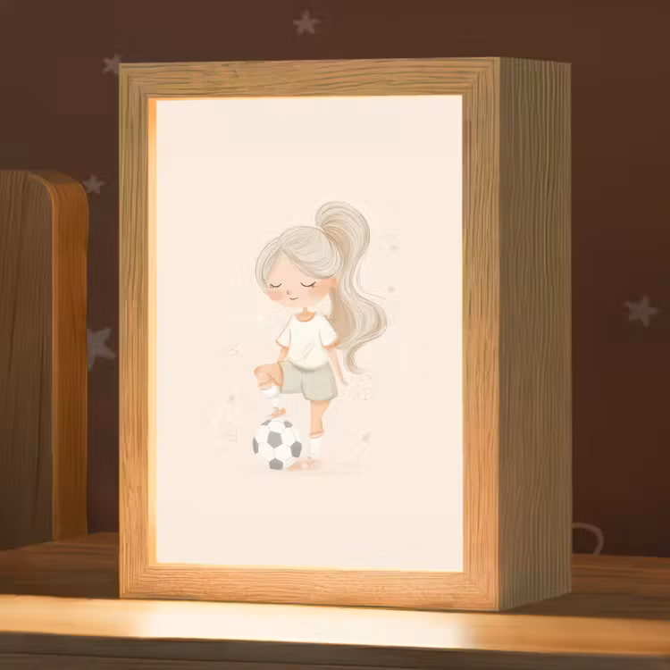 Meisje - Voetbal - Beige Light Box met kabel klein -zzz_3d_website