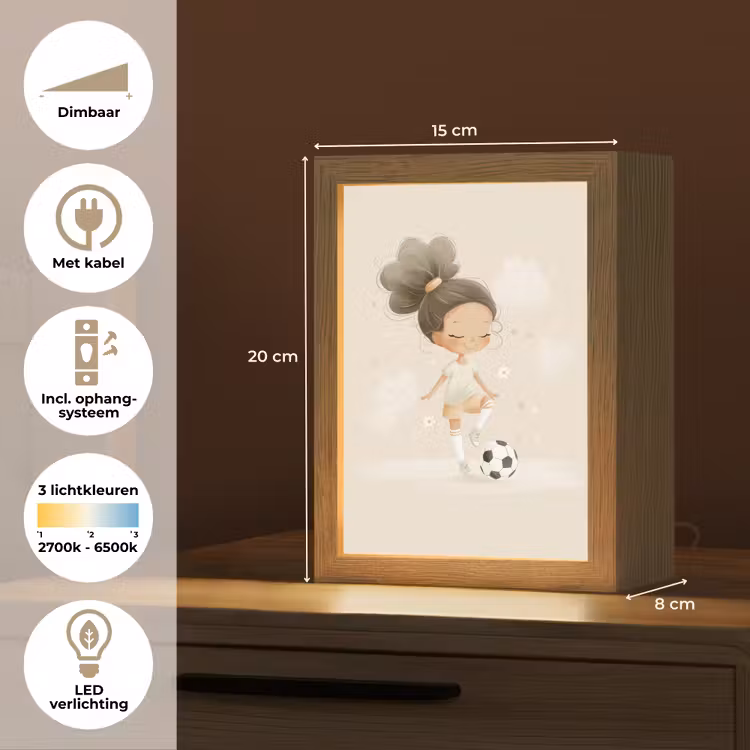 Meisje - Voetbal - Beige Light Box met kabel klein -USP_NL