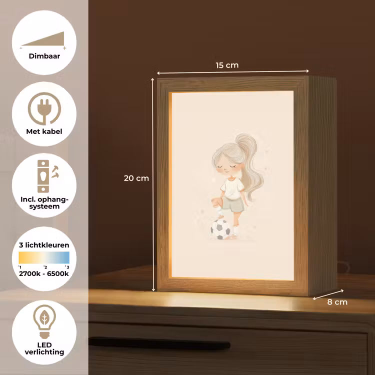 Meisje - Voetbal - Beige Light Box met kabel klein -USP_NL