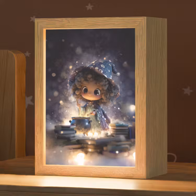 Meisje - Toveren - Sterren - Paars Light Box met kabel klein -zzz_3d_website