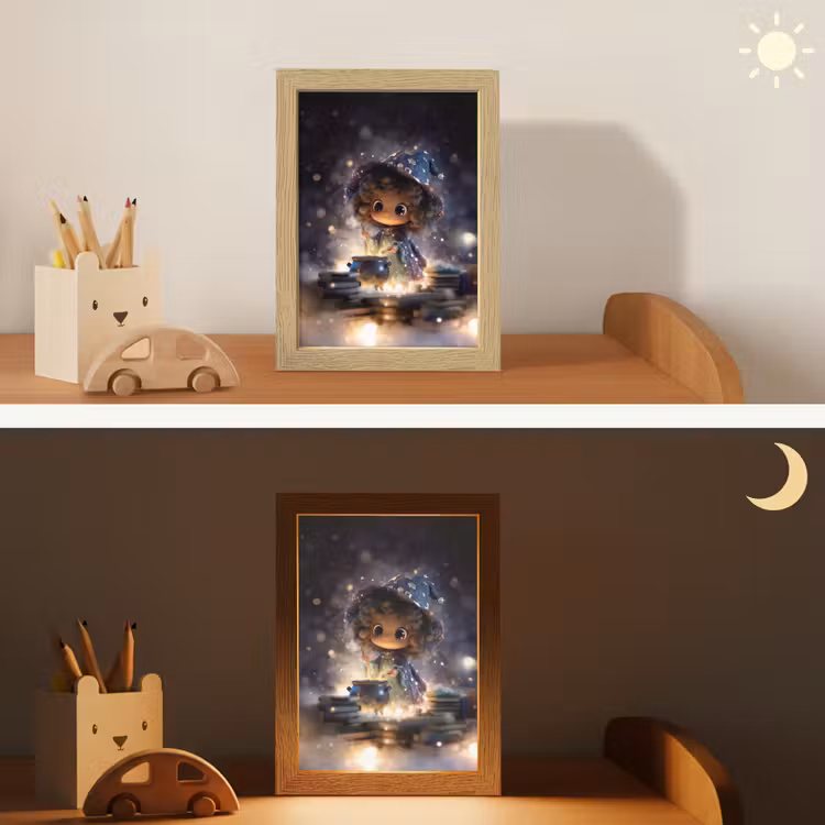 Meisje - Toveren - Sterren - Paars Light Box met kabel klein -sfeer3_kind