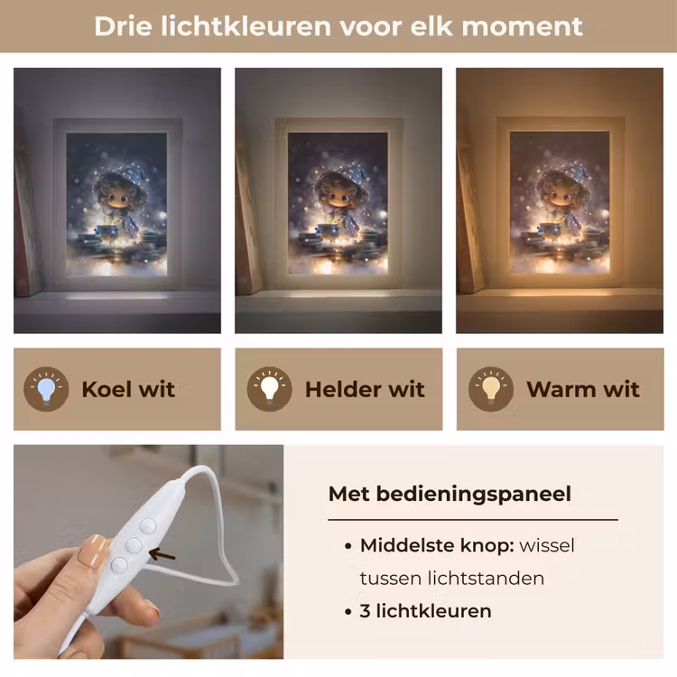 Meisje - Toveren - Sterren - Paars Light Box met kabel klein -USP_lichtkleurNL