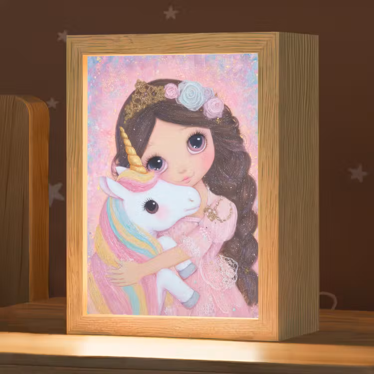 Meisje - Eenhoorn - Glitter Light Box met kabel klein -zzz_3d_website