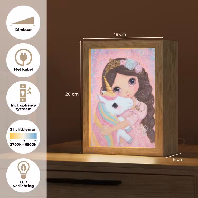 Meisje - Eenhoorn - Glitter Light Box met kabel klein -USP_NL