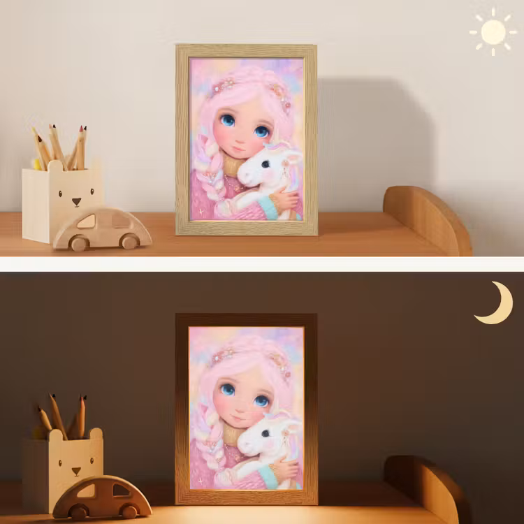 Meisje - Eenhoorn - Roze Light Box met kabel klein -sfeer3_kind