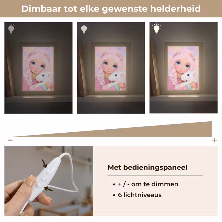 Meisje - Eenhoorn - Roze Light Box met kabel klein -USP_dimbaarNL