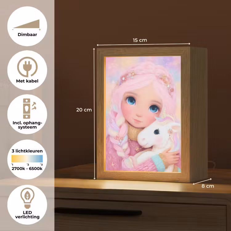 Meisje - Eenhoorn - Roze Light Box met kabel klein -USP_NL