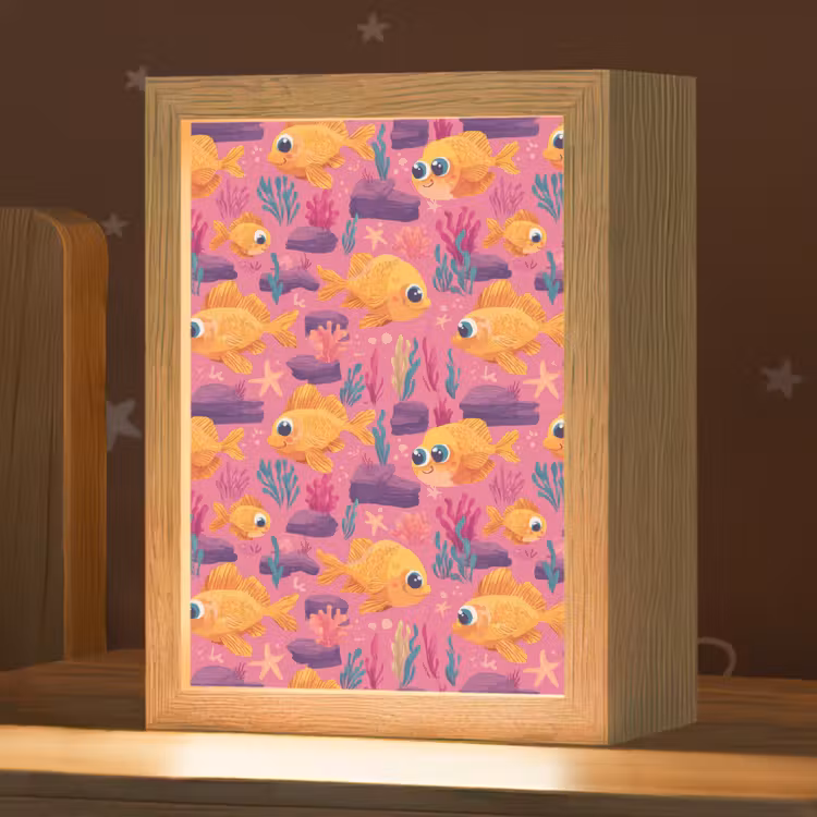 Goudvissen - Koraal - Kleurrijk Light Box met kabel (Kinderlampje) klein 904 -zzz_3d_website