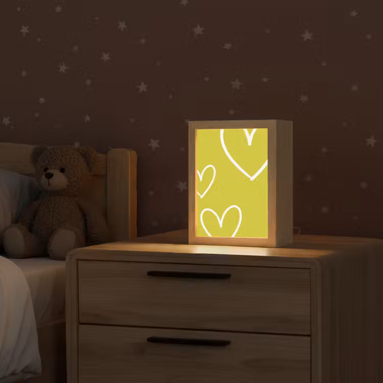 Groen - Hartjes - Wit Light Box met kabel (Kinderlampje) klein -sfeer1_kind