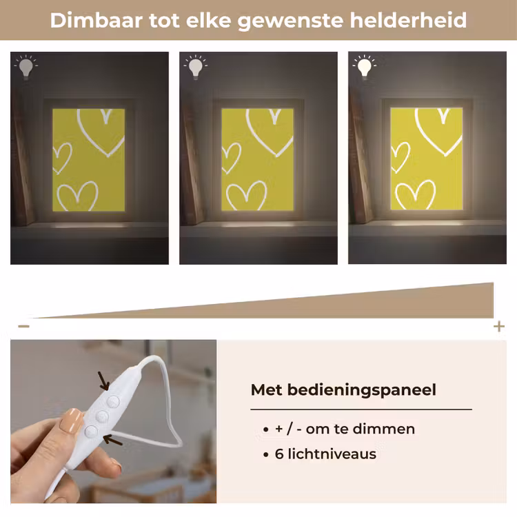 Groen - Hartjes - Wit Light Box met kabel (Kinderlampje) klein -USP_dimbaarNL