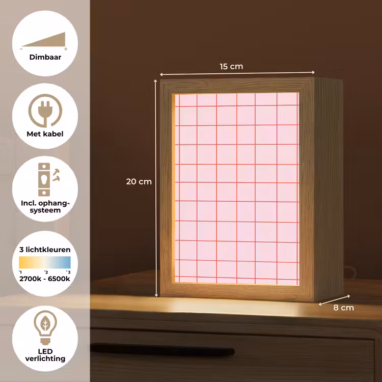 Raster - Patroon - Roze Light Box met kabel (Kinderlampje) klein 904 -USP_NL